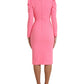 Rose Pink Long Sleeves Bodycon Midi Dress