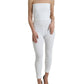 White Nylon Strapless Bodycon Jumpsuit Dress