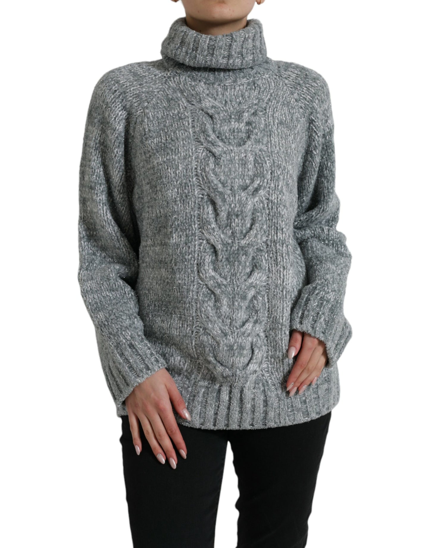 Gray Cashmere Turtle Neck Pullover Sweater