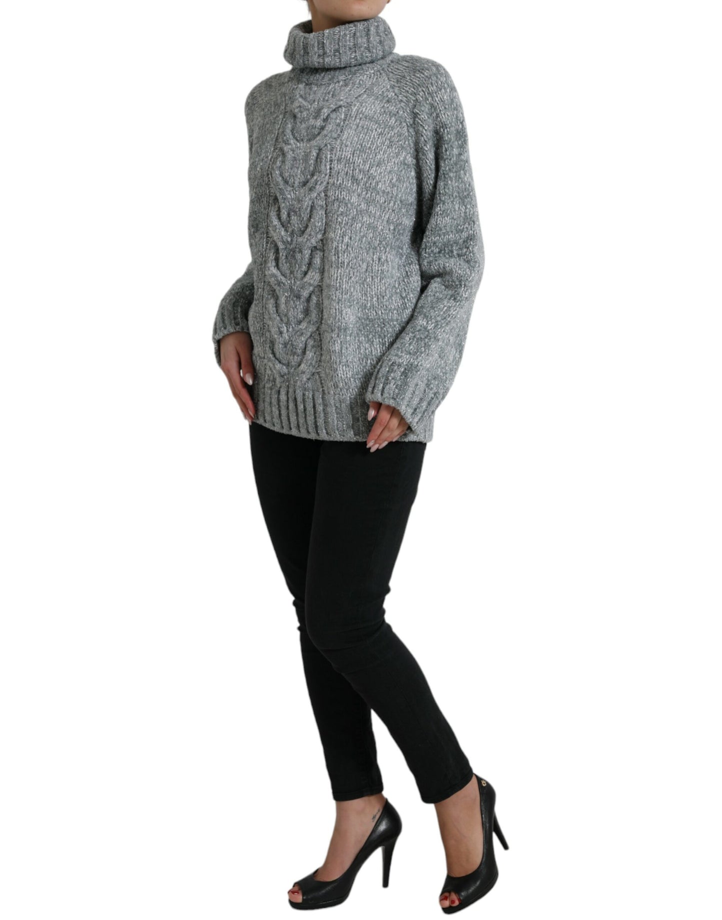 Gray Cashmere Turtle Neck Pullover Sweater