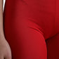 Red Nylon Stretch Slim Leggings Pants