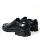 Black Leather Studded Loafers Dress Shoes