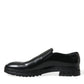 Black Leather Studded Loafers Dress Shoes