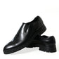 Black Leather Studded Loafers Dress Shoes
