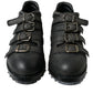 Black Leather Strap Men Ankle Boots Shoes