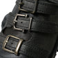 Black Leather Strap Men Ankle Boots Shoes