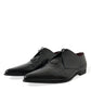 Black Leather Lace Up Formal Derby Dress Shoes