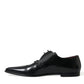 Black Leather Lace Up Formal Derby Dress Shoes