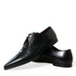 Black Leather Lace Up Formal Derby Dress Shoes