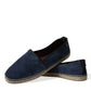 Blue Leather Suede Slip On Espadrille Shoes