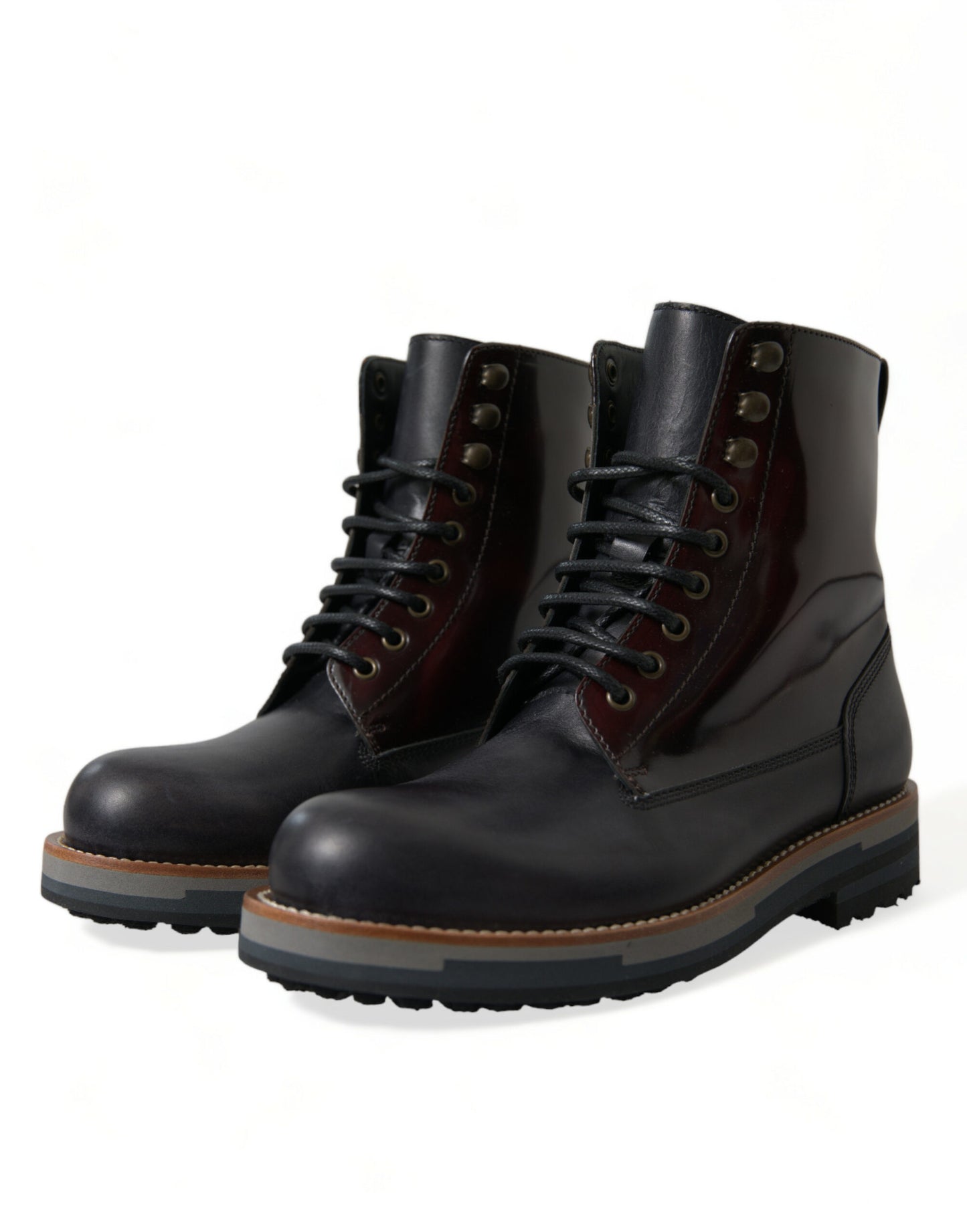 Black Leather Military Combat Boots Shoes