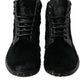 Black Pony Style Leather Mid Calf Boots Shoes