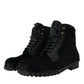 Black Pony Style Leather Mid Calf Boots Shoes