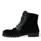 Black Pony Style Leather Mid Calf Boots Shoes