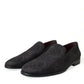 Black Brocade Men Slip On Loafer Dress Shoes
