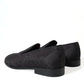 Black Brocade Men Slip On Loafer Dress Shoes