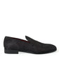 Black Brocade Men Slip On Loafer Dress Shoes