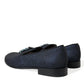 Blue Jacquard Lurex Crystal Loafer Dress Shoes