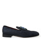 Blue Jacquard Lurex Crystal Loafer Dress Shoes
