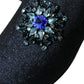 Blue Jacquard Lurex Crystal Loafer Dress Shoes