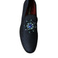 Blue Jacquard Lurex Crystal Loafer Dress Shoes