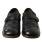 Black Leather Strap Mocassin Dress Shoes