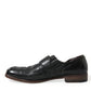 Black Leather Strap Mocassin Dress Shoes