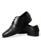 Black Leather Lace Up Formal Derby Dress Shoes