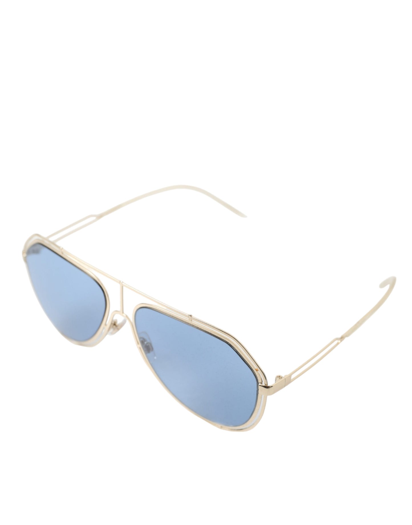 Elegant Gold Framed Blue Lens Sunglasses