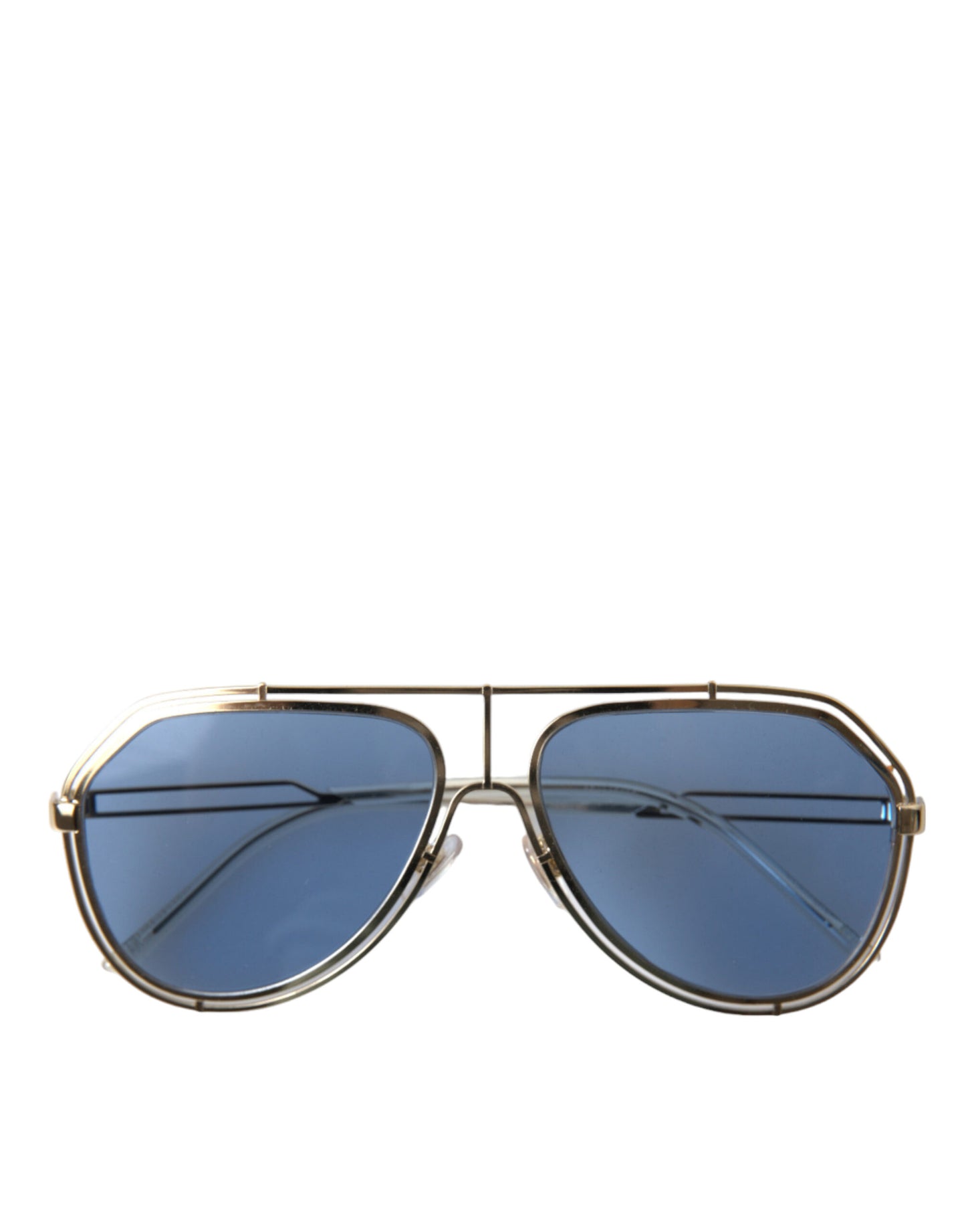 Elegant Gold Framed Blue Lens Sunglasses