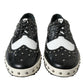 Black White Studded Leather Sneakers Shoes
