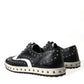 Black White Studded Leather Sneakers Shoes