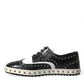 Black White Studded Leather Sneakers Shoes
