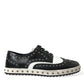 Black White Studded Leather Sneakers Shoes