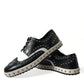 Black White Studded Leather Sneakers Shoes