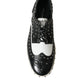 Black White Studded Leather Sneakers Shoes