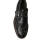 Black Leather Monk Strap Studded Dress Shoes