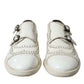 White Leather Strap Men Derby Dress Shoes