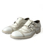 White Leather Strap Men Derby Dress Shoes
