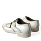 White Leather Strap Men Derby Dress Shoes