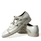 White Leather Strap Men Derby Dress Shoes