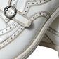 White Leather Strap Men Derby Dress Shoes
