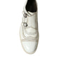 White Leather Strap Men Derby Dress Shoes