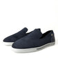 Blue Suede Caiman Loafers Saint Tropez Shoes