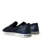 Blue Suede Caiman Loafers Saint Tropez Shoes
