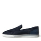Blue Suede Caiman Loafers Saint Tropez Shoes