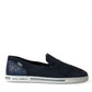 Blue Suede Caiman Loafers Saint Tropez Shoes