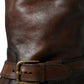 Brown Leather Mid Calf Biker Boots Shoes