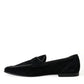 Black Velvet Slip On Loafers Dress Shoes