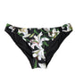 Black Lily Print Swimwear Bottom Beachwear Bikini